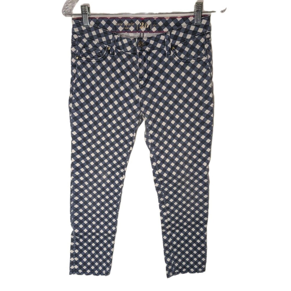 Kate Spade Jeans Women's 27" Inseam 23" Blue Diamond Play Hooky Perry Street EUC